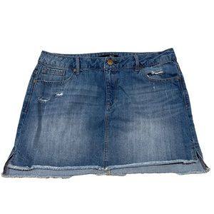 1822 DENIM Distressed Fray Hem Mini Skirt SZ 16